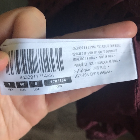 Adolfo Dominguez designer eyelet and lace plum dress Tie waist Feminine flirty 6 - Picture 13 of 14